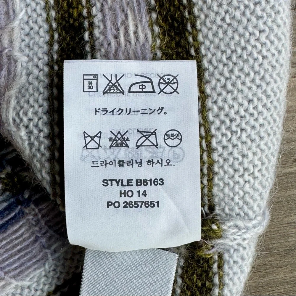 J.Crew Fair Isle Abstract Geometric Knit Sweater Gray Blue Olive‎ – Size Small